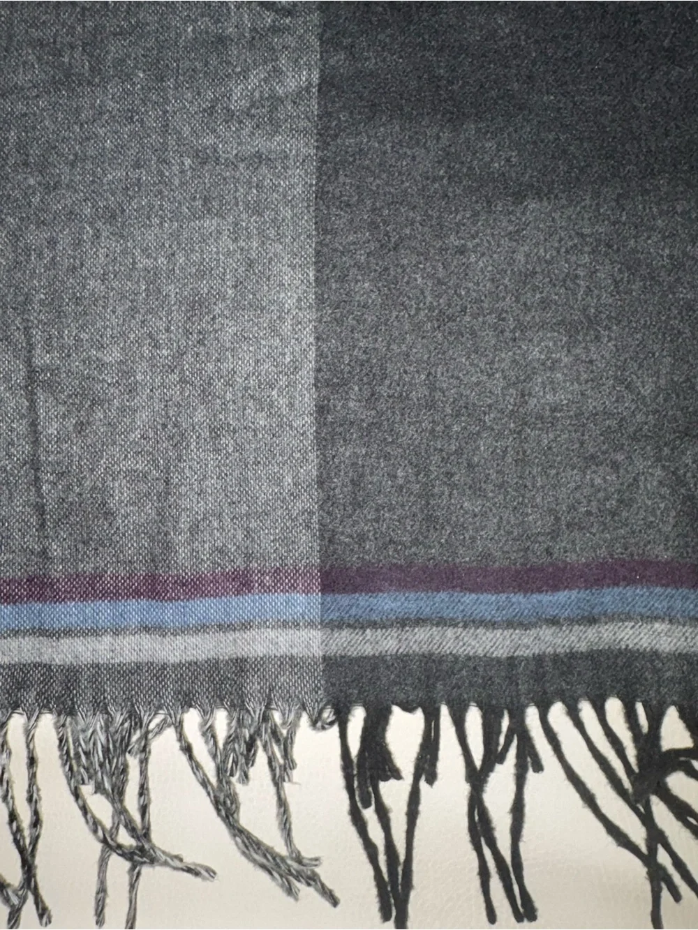 Bloomingdales Men's Dark Gray Scarf with Striped Accent